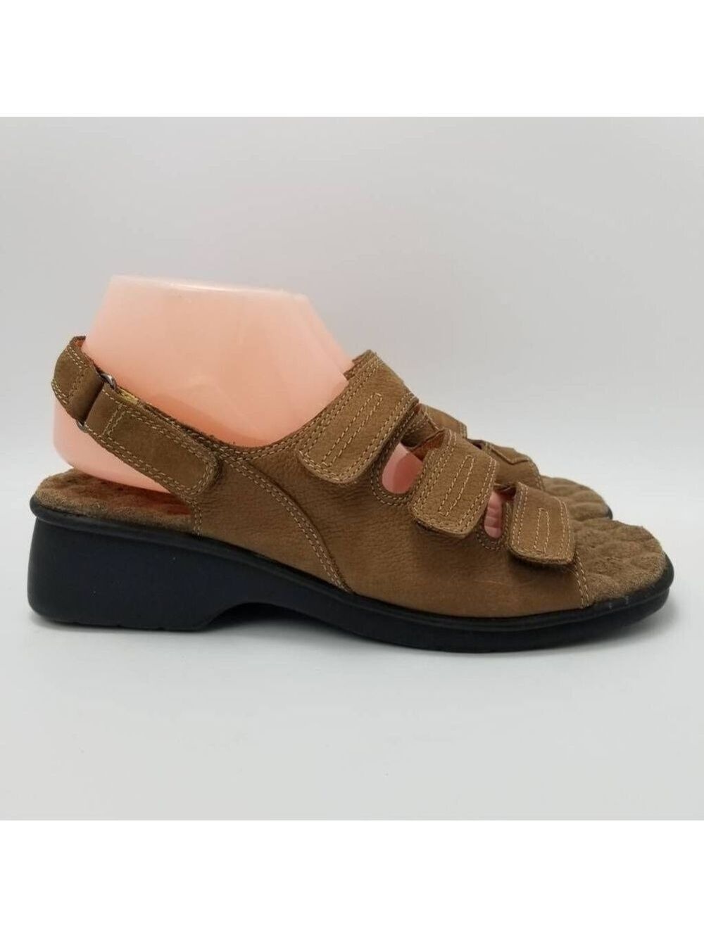 Red Cross Shoes Ultrasoft Womens Slingback Sandals Brown Leather Buckle 10 W